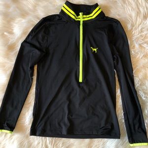 PINK Victoria’s Secret black half zip workout top